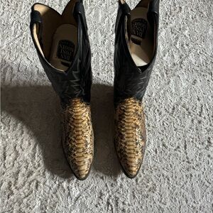 Dan Post Black Shaft Honey Brown Snakeskin Western Boots